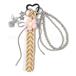 Polyester Lace Ribbon &  Plastic Bead & Alloy Angel Flower Pendant Decorations&nbsp;HJEW-JM04335-03