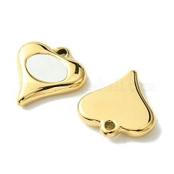 Ion Plating(IP) 304 Stainless Steel Pave Shell Heart Charms&nbsp;FIND-Z028-23G