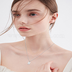 1Pc Stainless Steel Letter Rectangle Pendant Necklaces&nbsp;NJEW-LP0001-34S-P