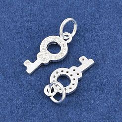 925 Sterling Silver Pave Clear Cubic Zirconia Key Charms&nbsp;STER-A049-07S