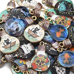50Pcs 10 Styles Rack Plating Alloy Enamel Pendants&nbsp;ENAM-CJ0003-10