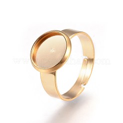 Ion Plating(IP) Adjustable 201 Stainless Steel Finger Rings Components&nbsp;STAS-G187-01G-10mm