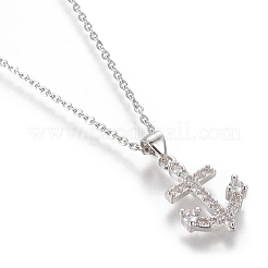 Brass Micro Pave Cubic Zirconia Pendant Necklaces&nbsp;NJEW-I230-09