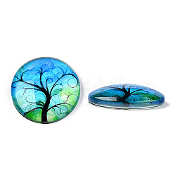 Half Round/Dome Tree Pattern Glass Flatback Cabochons for DIY Projects&nbsp;GGLA-Q037-25mm-M28-03