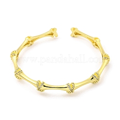 Letter X Brass Micro Pave Clear Cubic Zirconia Open Cuff Bangles for Women&nbsp;BJEW-Z062-08G