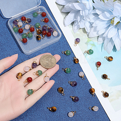 50Pcs 5 Styles Natural Tiger Eye & Carnelian & Amethyst & Rose Quartz & Green Aventurine Pendants&nbsp;PALLOY-BM00029
