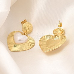 Rack Plating Heart Brass Dangle Stud Earrings&nbsp;EJEW-H143-16G