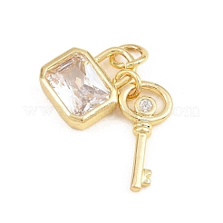 Brass Micro Pave Clear Cubic Zirconia Charms&nbsp;KK-E798-14G