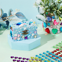 12 Sheets 12 Colors Heart Adhesive Acrylic Rhinestone Stickers&nbsp;STIC-GA0001-05