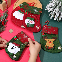 12Pcs 4 Styles Cloth Christmas Stocking Gift Bag Pendant Decoration&nbsp;FIND-SP0020-60A