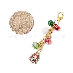 6Pcs Christmas Alloy Enamel & Glass Pendant Decorations&nbsp;HJEW-JM03680