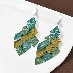 430 Stainless Steel Rhombus Dangle Earrings&nbsp;EJEW-A137-01P-01
