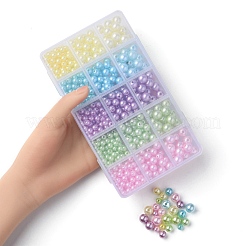 605Pcs 15 Style Spray Painted ABS Plastic Imitation Pearl Beads&nbsp;OACR-YW0001-34