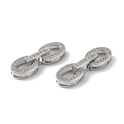 Rack Plating Brass Micro Pave Clear Cubic Zirconia Fold Over Clasps&nbsp;KK-G448-04P