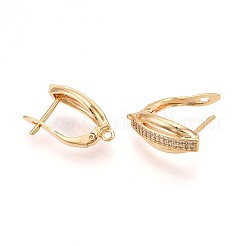 Brass Micro Pave Cubic Zirconia Hoop Earring Finding&nbsp;KK-N261-44G