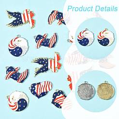 16Pcs 8 Styles Independence Day Alloy Enamel Pendants&nbsp;ENAM-FS0003-94