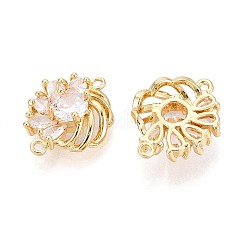 Brass Pave Clear Cubic Zirconia Connector Charms&nbsp;KK-N284-15G
