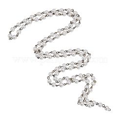 Handmade Round Glass Pearl Beads Chains for Necklaces Bracelets Making&nbsp;AJEW-JB00035-02