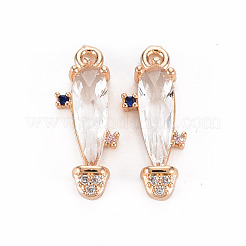 Rack Plating Brass Micro Pave Clear Cubic Zirconia Pendants&nbsp;LS-KK-T060-63G-RS