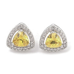Brass Pave Cubic Zirconia Triangle Stud Earrings for Women&nbsp;EJEW-I304-22P