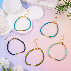 5Pcs 5 Colors 3MM Braided Round Imitation Leather Cord Bracelet Making&nbsp;MAK-TA0001-35B