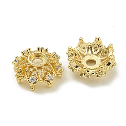 Rack Plating Brass Micro Pave Clear Cubic Zirconia Bead Caps&nbsp;KK-K386-09B-G