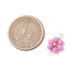 Dyed Natural Shell & Brass Round Beaded Flower Connector Charms&nbsp;PALLOY-JF03464