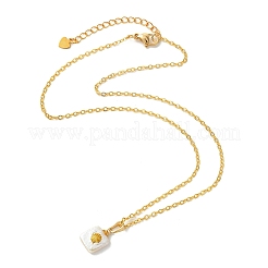 Summer Natural Baroque Keshi Pearl & Alloy Shell Slice Square Pendant Brass Cable Chain Necklaces&nbsp;NJEW-JN06048