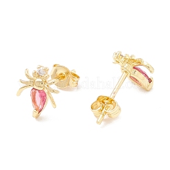 Brass Micro Pave Cubic Zirconia Stud Earring&nbsp;EJEW-C021-07G