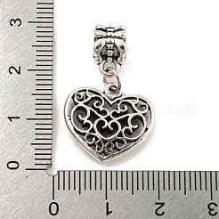 Rack Plating Tibetan Style Alloy Heart European Dangle Charms&nbsp;FIND-B034-40AS