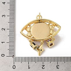 Evil Eye Rack Plating Brass Cubic Zirconia Pendants&nbsp;KK-G504-20G