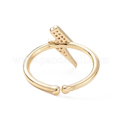Adjustable Brass Micro Pave Clear Cubic Zirconia Cuff Rings&nbsp;ZIRC-Z002-07G