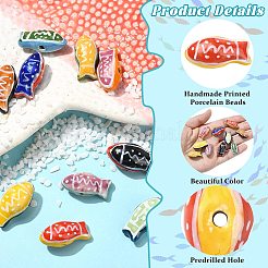 10Pcs 10 Colors Handmade Printed Porcelain Beads&nbsp;PORC-CJ0001-22