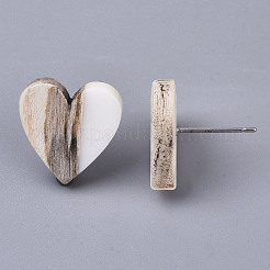 Resin & Wood Stud Earrings&nbsp;EJEW-N017-002A-C04