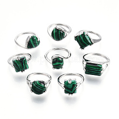 Synthetic Malachite Geometry Finger Rings&nbsp;RJEW-N044-02