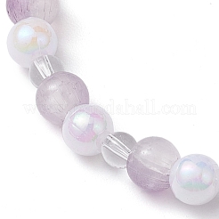 Tulip & Star & Round Two Tone Glass Imitation Jade Beaded Stretch Bracelets&nbsp;BJEW-JB10684