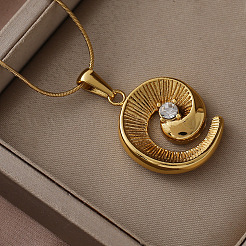 304 Stainless Steel Spiral Shape Pendant Necklaces for Women&nbsp;RE0047