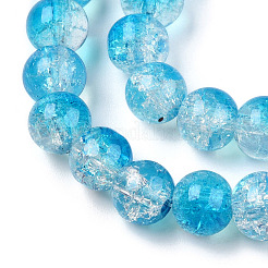 Transparent Crackle Baking Paint Glass Beads Strands&nbsp;DGLA-T003-01B-05
