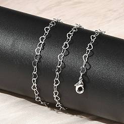 Brass Heart Link Chain Necklaces&nbsp;NJEW-A042-10P