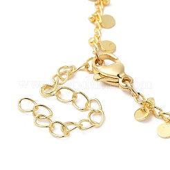 Brass Flat Round Charms Chain Bracelets for Women&nbsp;BJEW-G672-04G