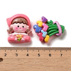 Flower Cute Girl Opaque Resin Decoden Cabochons&nbsp;CRES-P034-02