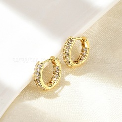 Brass Micro Pave Clear Cubic Zirconia Hoop Earrings&nbsp;EJEW-D311-101G