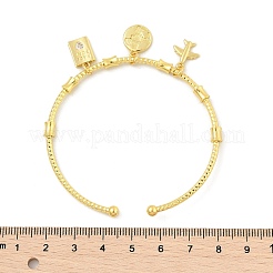 Brass Micro Pave Clear Cubic Zirconia Charm Bangles for Women&nbsp;BJEW-Z089-06G