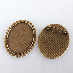 Vintage Alloy Brooch Cabochon Bezel Settings&nbsp;PALLOY-N0085-20AB-NF