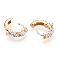 Brass with Crystal Rhinestone Hoop Earring Findings&nbsp;KK-C024-13KCG