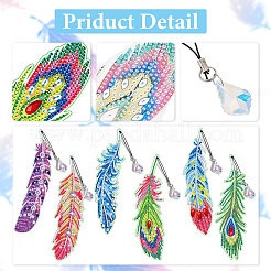 DIY Feather Bookmark with Pendant Diamond Painting Kits&nbsp;DIY-WH0366-56