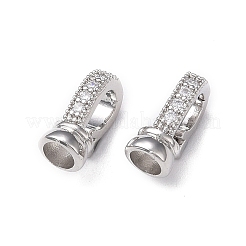 Rack Plating Brass Micro Pave Clear Cubic Zirconia Fold Over Clasps&nbsp;KK-E080-02P