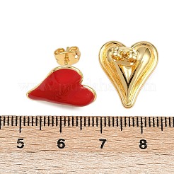 Brass Heart Stud Earrings&nbsp;EJEW-C152-05B
