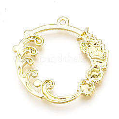 Rack Plating Alloy Open Back Bezel Pendants&nbsp;PALLOY-Q351-48G-FF