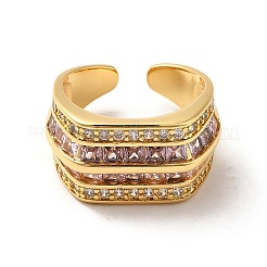 Cubic Zirconia Multi Line Open Cuff Ring&nbsp;RJEW-C041-10G